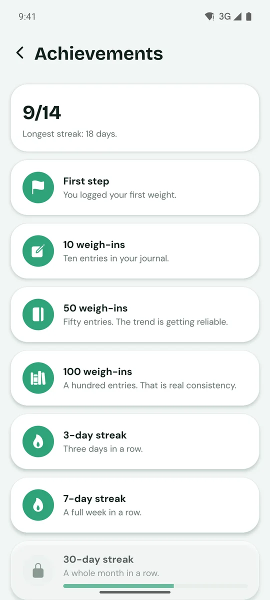 Achievements and streaks