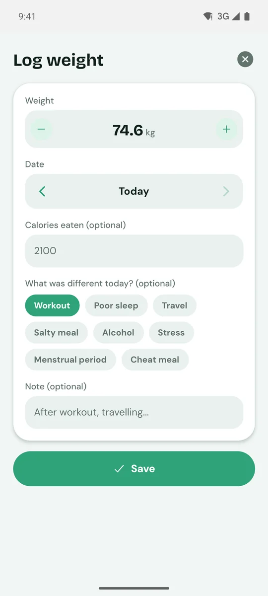 Log weight with tags