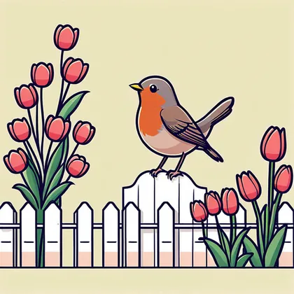 Illustration for Flowers and Birds