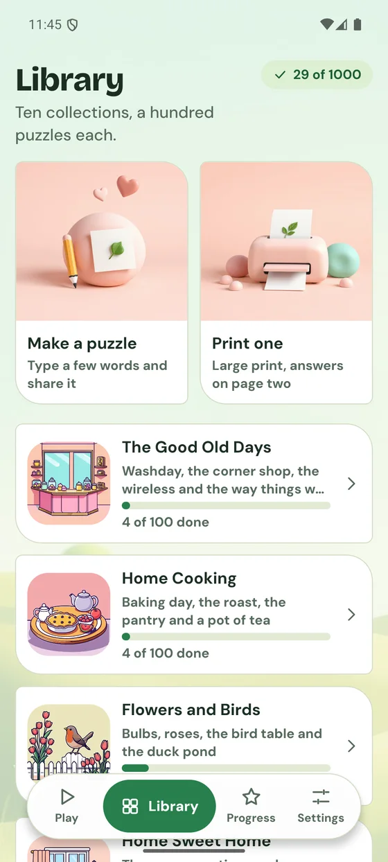 The Library with Make a puzzle for someone and ten collections