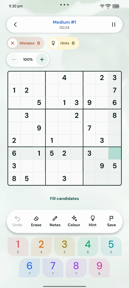 A classic board with notes, colouring and the number pad