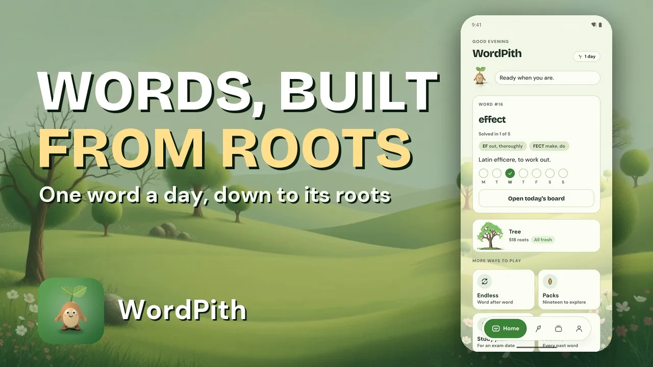 WordPith trailer: words, built from roots