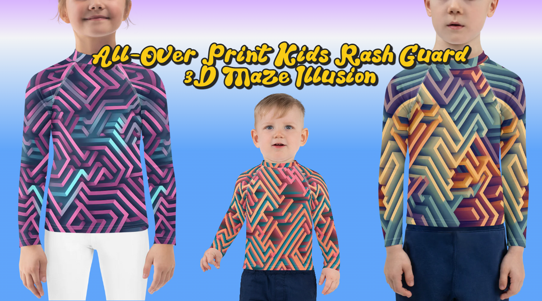 Make Waves with Unique Style: 3D Patterns All-Over Print Kids Rash Guard for Every Water Sport