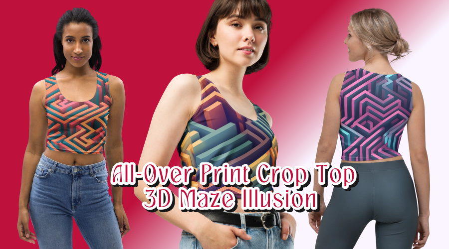 Turn Heads with the Ultimate 3D Maze Illusion Crop Top – Your New Streetwear Staple!