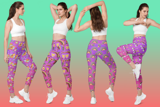 The Perfect Leggings for Yoga, Running, and More: Pink Purple Boho Birds Leggings with Pockets