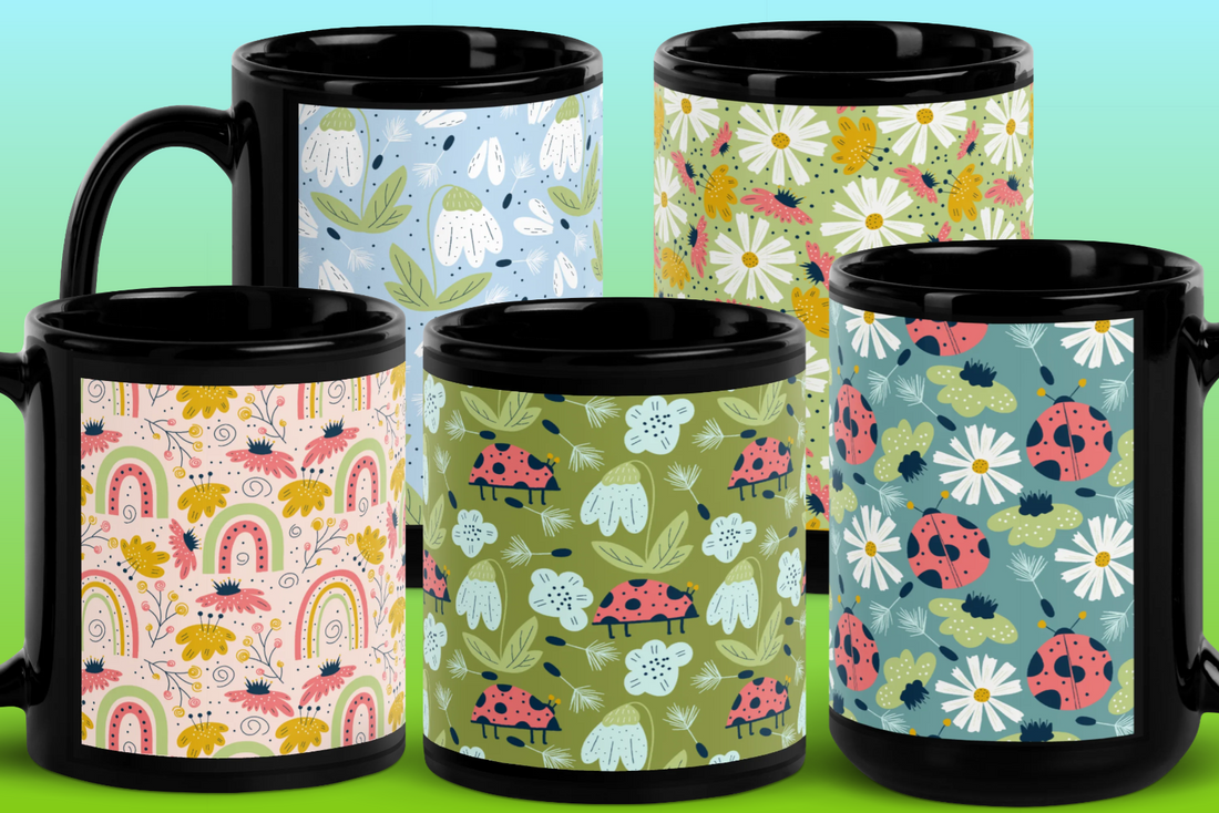 Bring the Spirit of Spring to Your Tea and Coffee with a Ceramic Black Glossy Mug