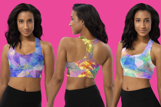 The Ultimate Workout Companion: LeafyOrb's Fire Opal Patterned Longline Sports Bra