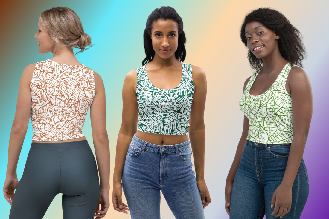 Stay Fashionable in the Fall Season with our Colorful Leaf Pattern Crop Top