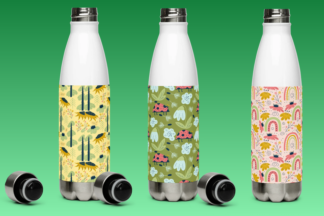 Stay Hydrated in Style with Scandinavian Spring Floral Seamless Pattern Stainless Steel Water Bottles