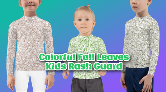 Protect Your Kids from the Sun with Colorful Leaf Seamless Pattern Rash Guards