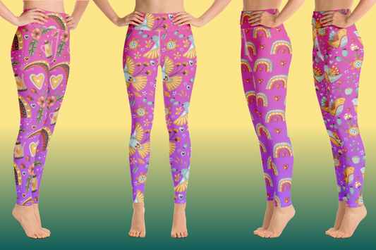 The Top 5 Reasons to Add LeafyOrb's Pink and Purple Boho Birds Pattern Yoga Leggings to Your Workout Wardrobe