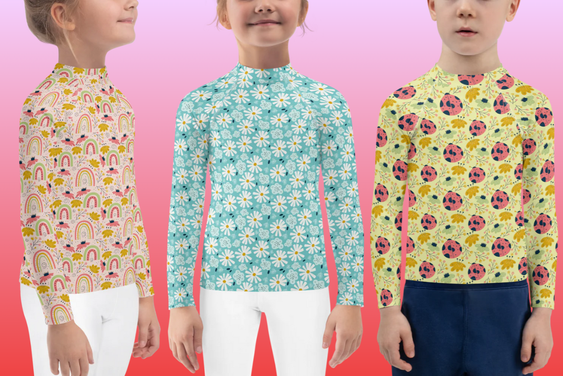 Introducing our Luxurious Scandinavian Spring Floral Rash Guards for Kids