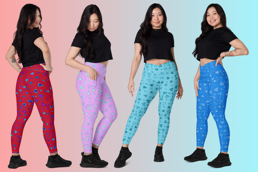 Get Ready to Fall in Love with Our Rainbow Hearts All-Over Print Leggings with Pockets!