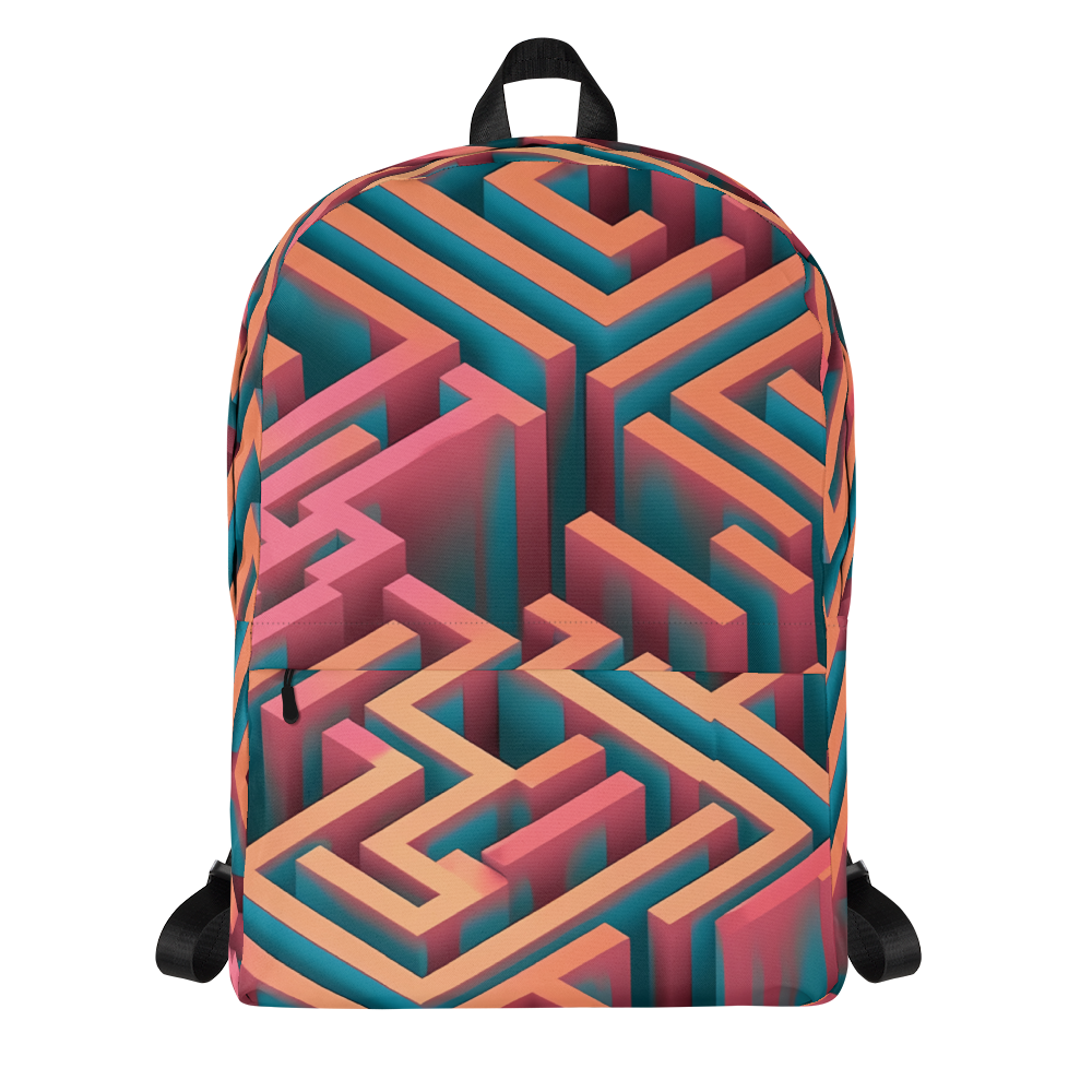 3D Maze Illusion | 3D Patterns | All-Over Print Backpack - #1