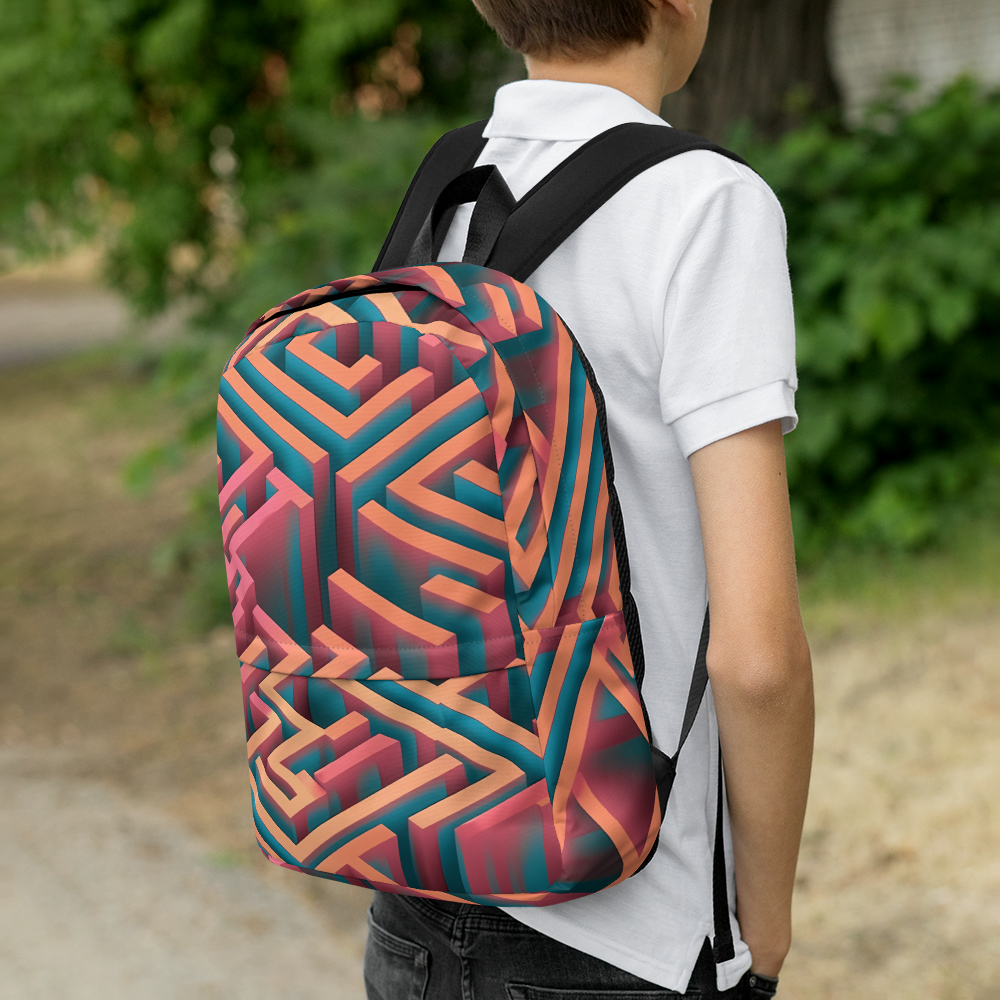 3D Maze Illusion | 3D Patterns | All-Over Print Backpack - #1