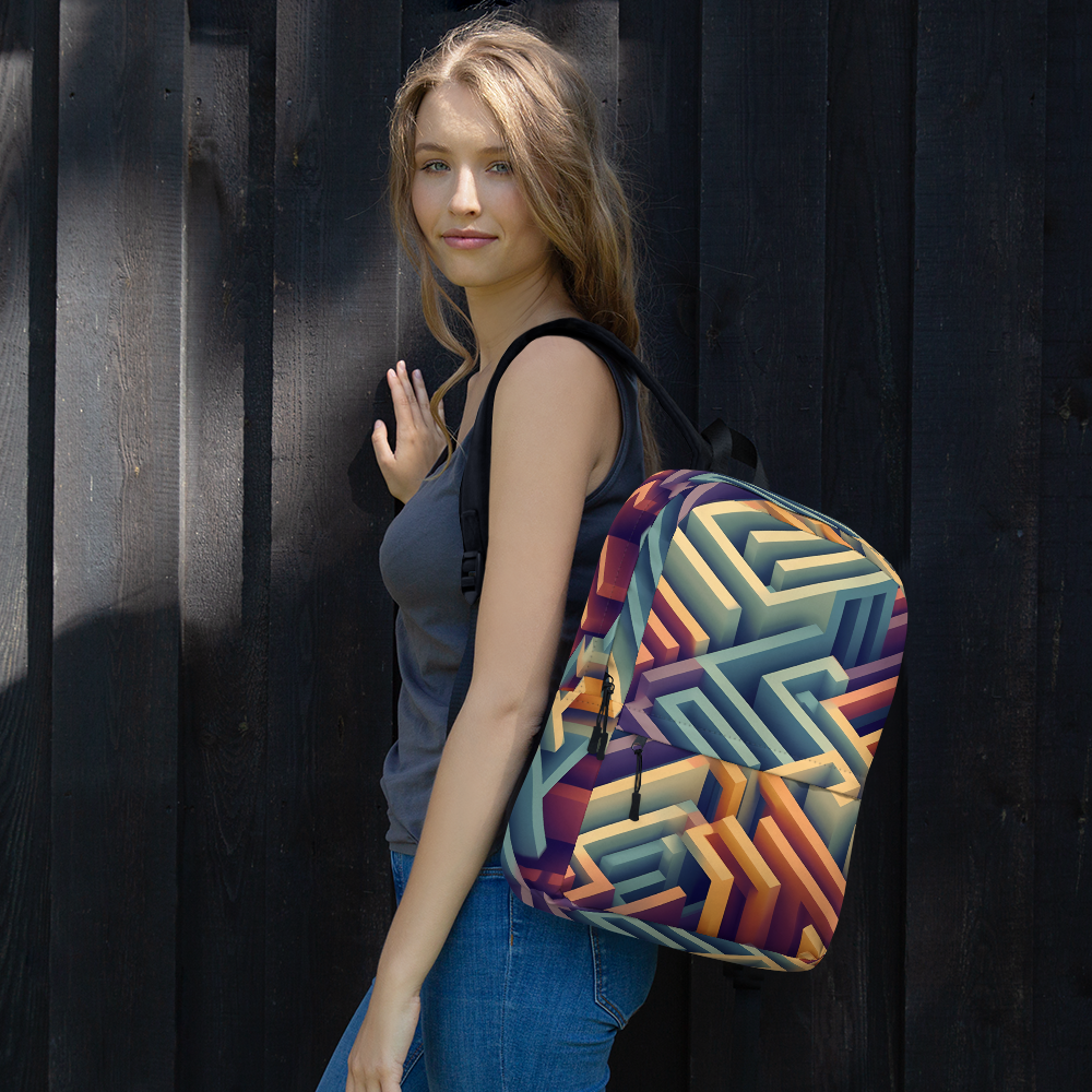 3D Maze Illusion | 3D Patterns | All-Over Print Backpack - #3