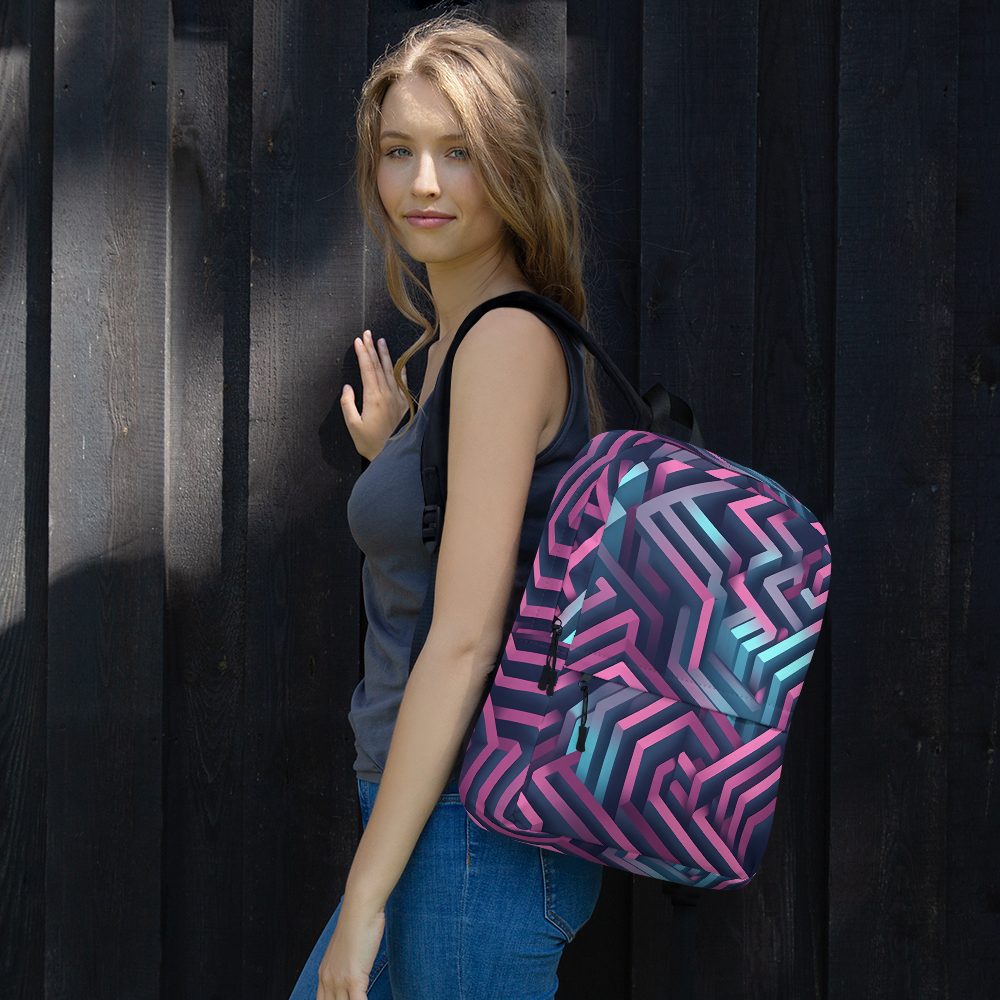 3D Maze Illusion | 3D Patterns | All-Over Print Backpack - #4