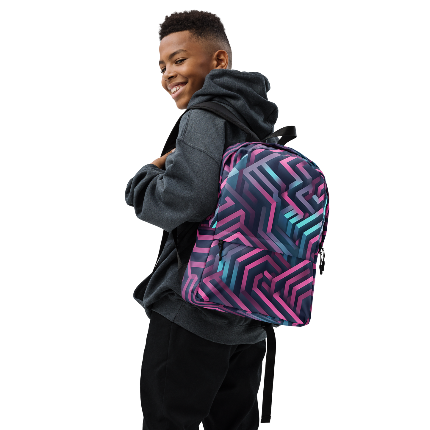 3D Maze Illusion | 3D Patterns | All-Over Print Backpack - #4