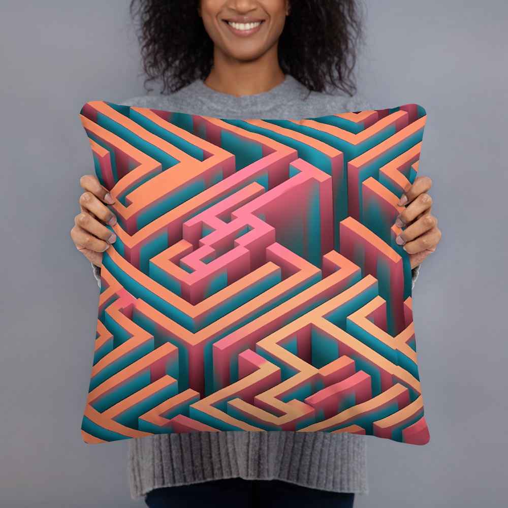 3D Maze Illusion | 3D Patterns | All-Over Print Basic Pillow - #1