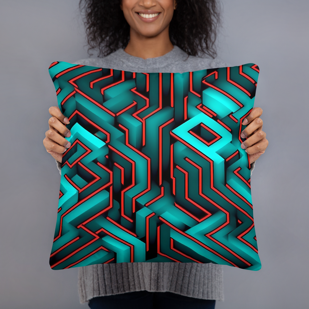 3D Maze Illusion | 3D Patterns | All-Over Print Basic Pillow - #2