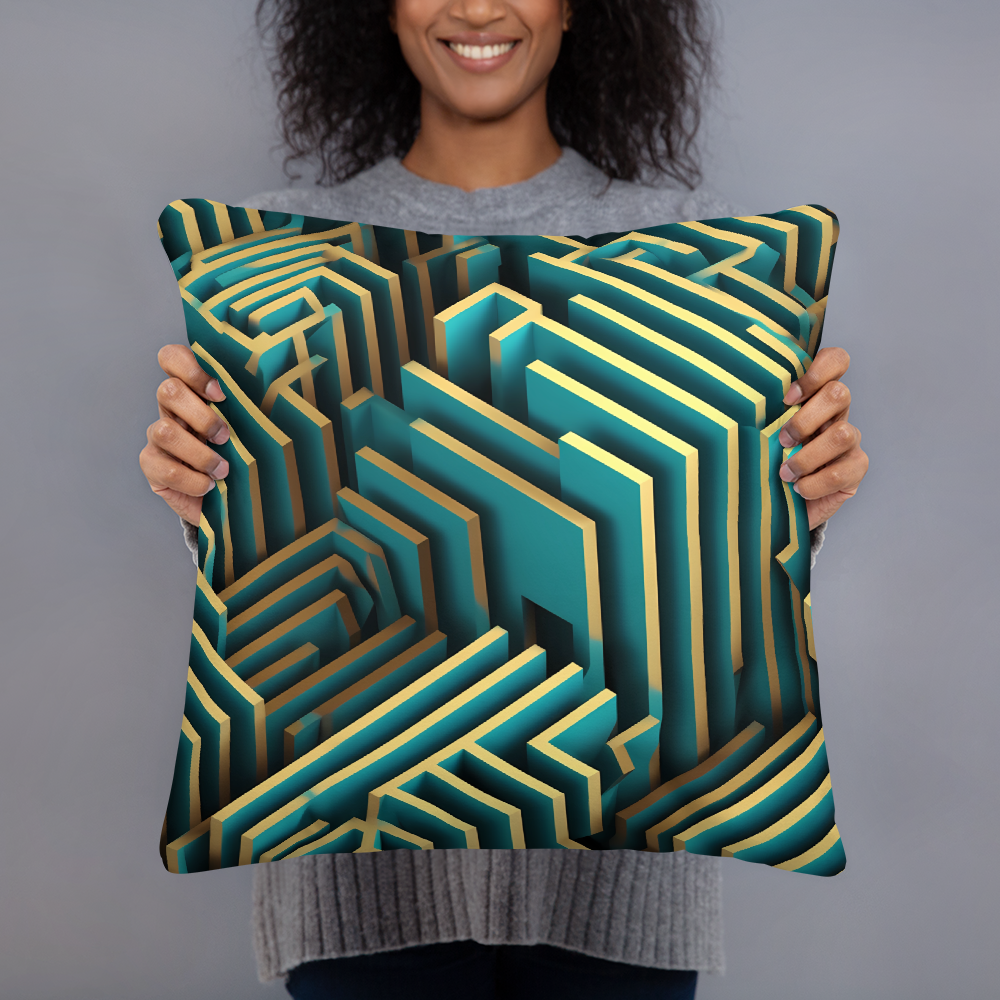 3D Maze Illusion | 3D Patterns | All-Over Print Basic Pillow - #5