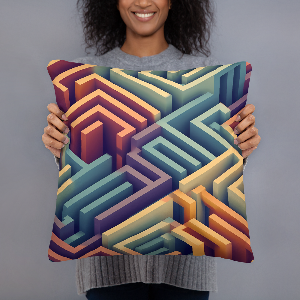 3D Maze Illusion | 3D Patterns | All-Over Print Basic Pillow - #3