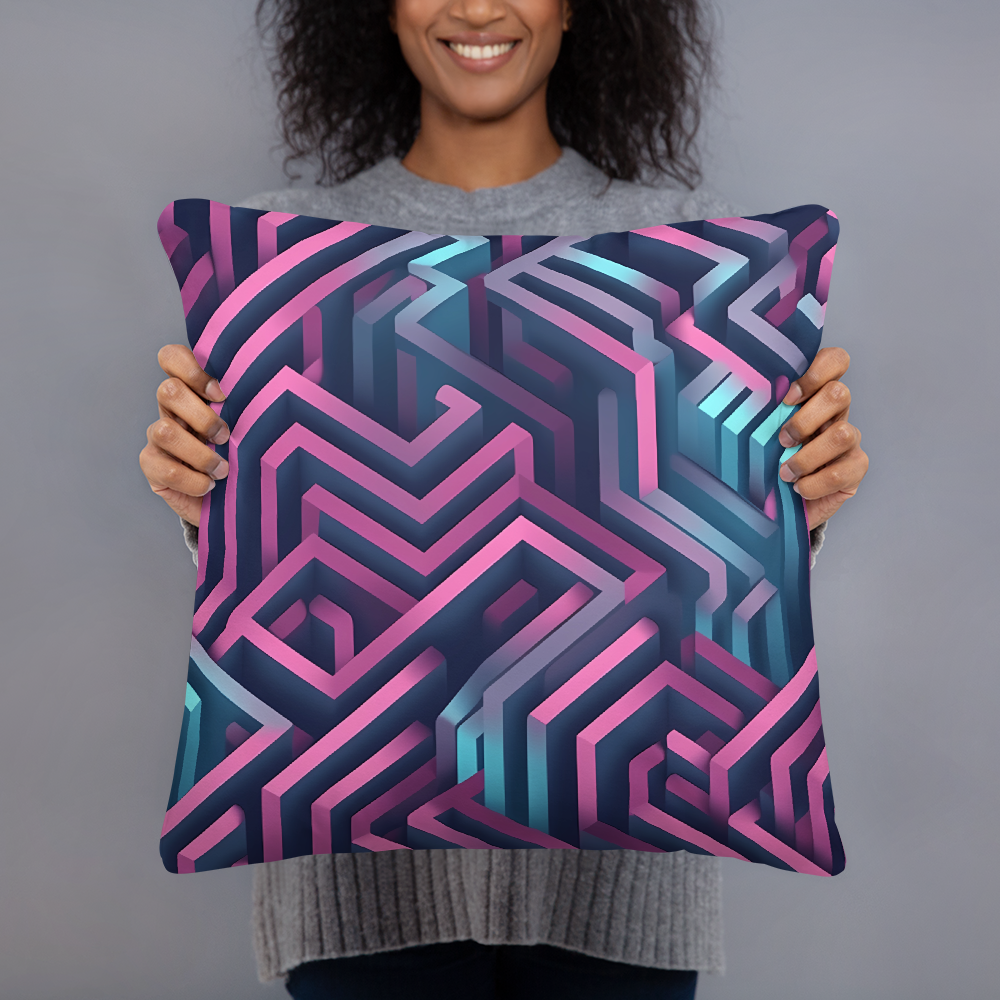 3D Maze Illusion | 3D Patterns | All-Over Print Basic Pillow - #4