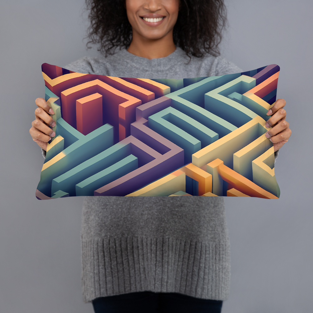 3D Maze Illusion | 3D Patterns | All-Over Print Basic Pillow - #3