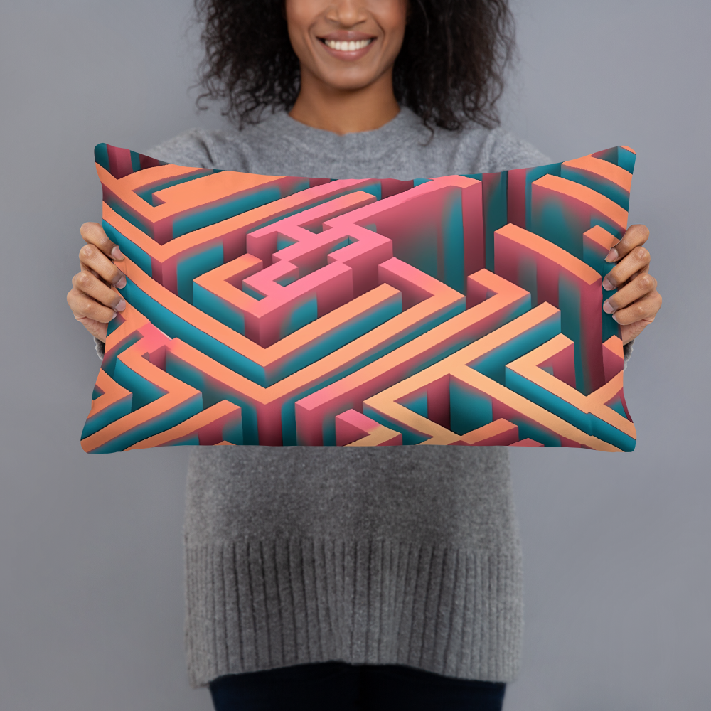 3D Maze Illusion | 3D Patterns | All-Over Print Basic Pillow - #1