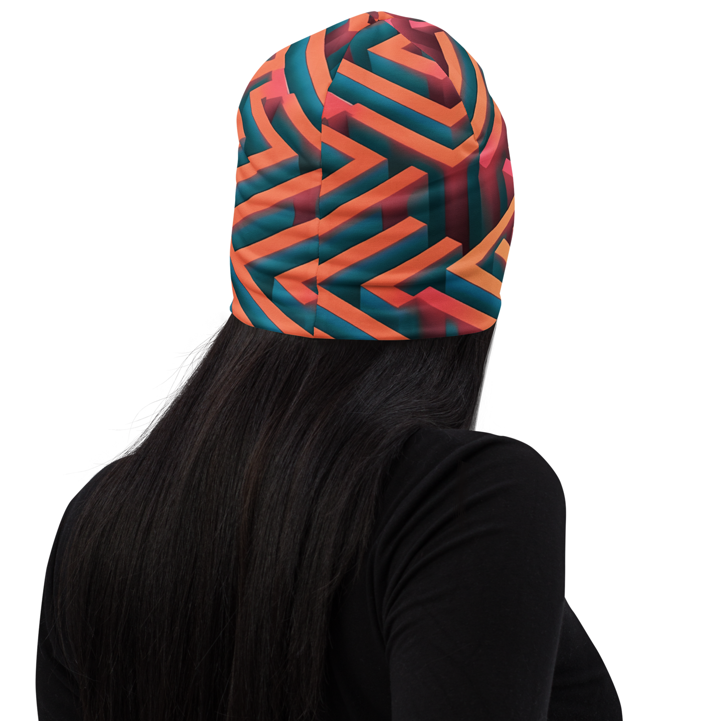 3D Maze Illusion | 3D Patterns | All-Over Print Beanie - #1