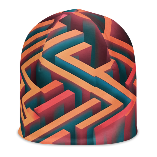 3D Maze Illusion | 3D Patterns | All-Over Print Beanie - #1