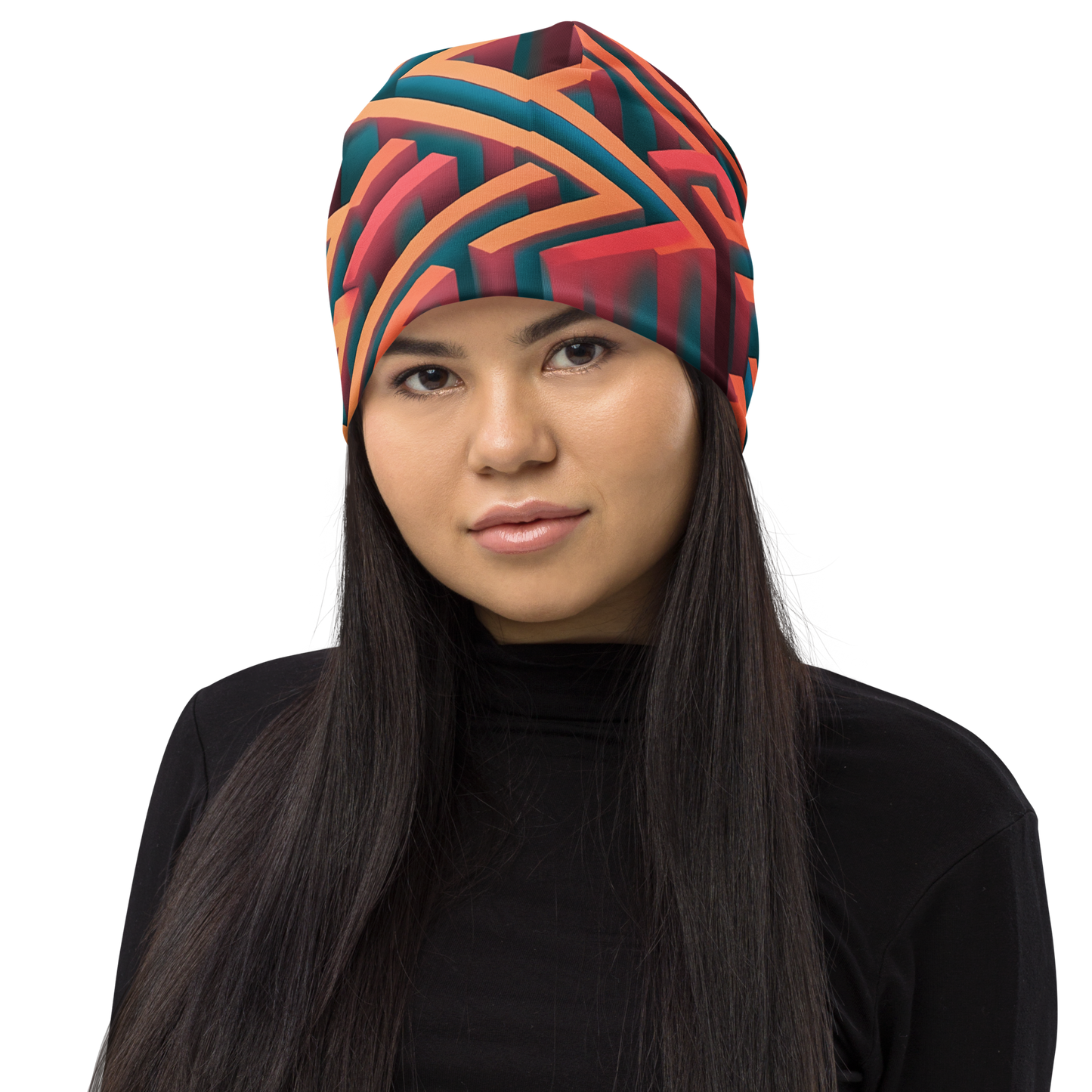 3D Maze Illusion | 3D Patterns | All-Over Print Beanie - #1