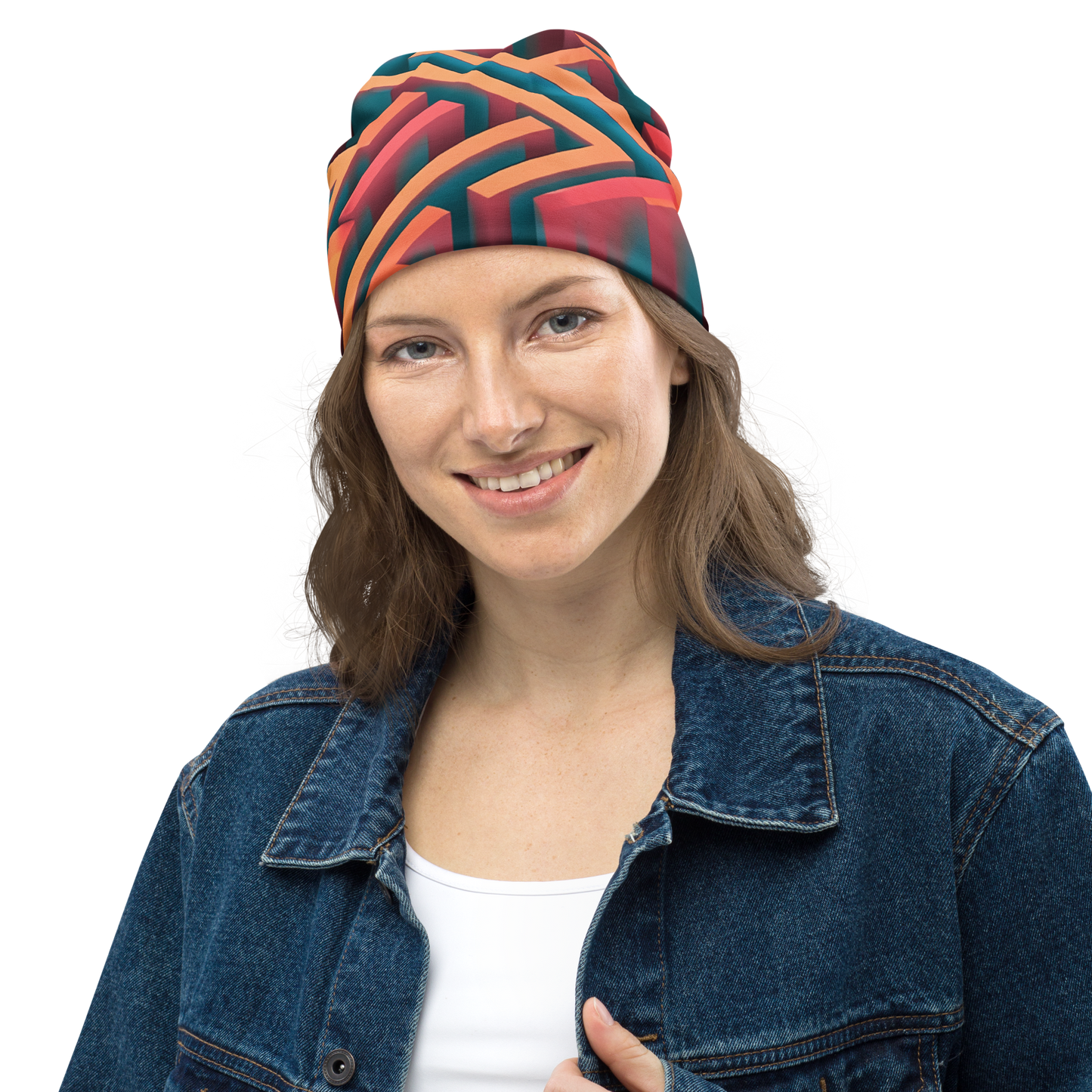 3D Maze Illusion | 3D Patterns | All-Over Print Beanie - #1