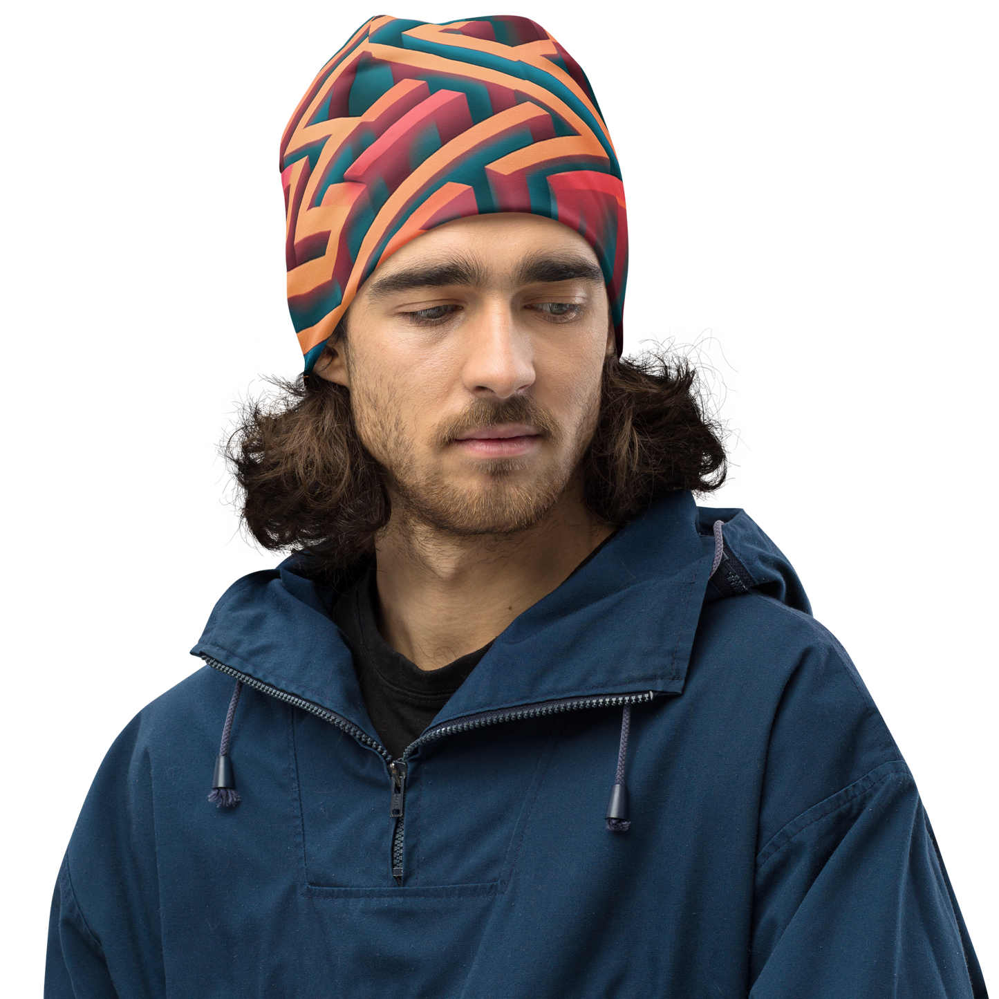 3D Maze Illusion | 3D Patterns | All-Over Print Beanie - #1