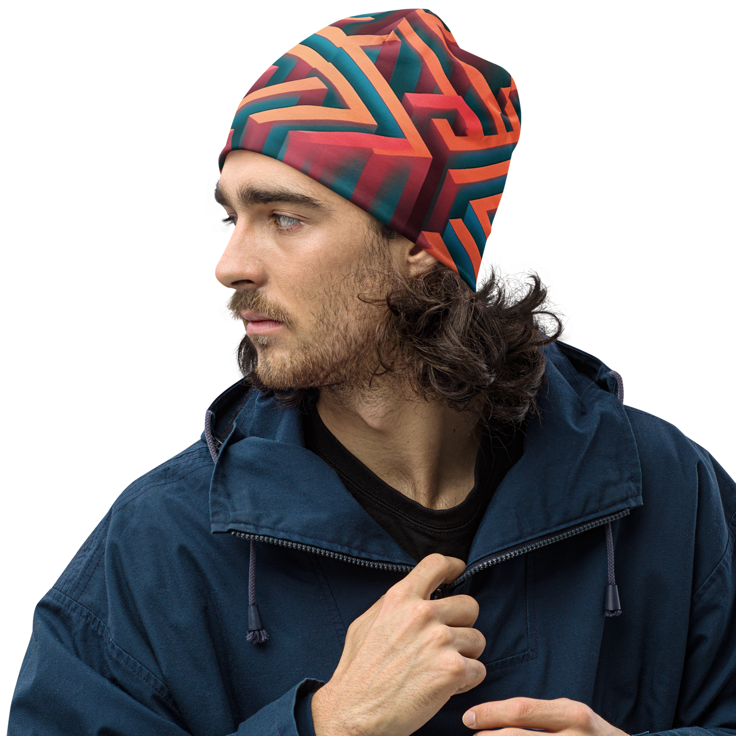 3D Maze Illusion | 3D Patterns | All-Over Print Beanie - #1