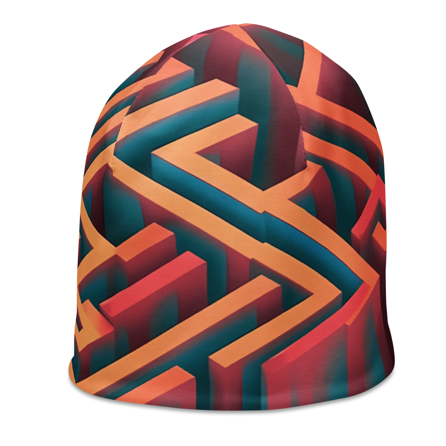 3D Maze Illusion | 3D Patterns | All-Over Print Beanie - #1