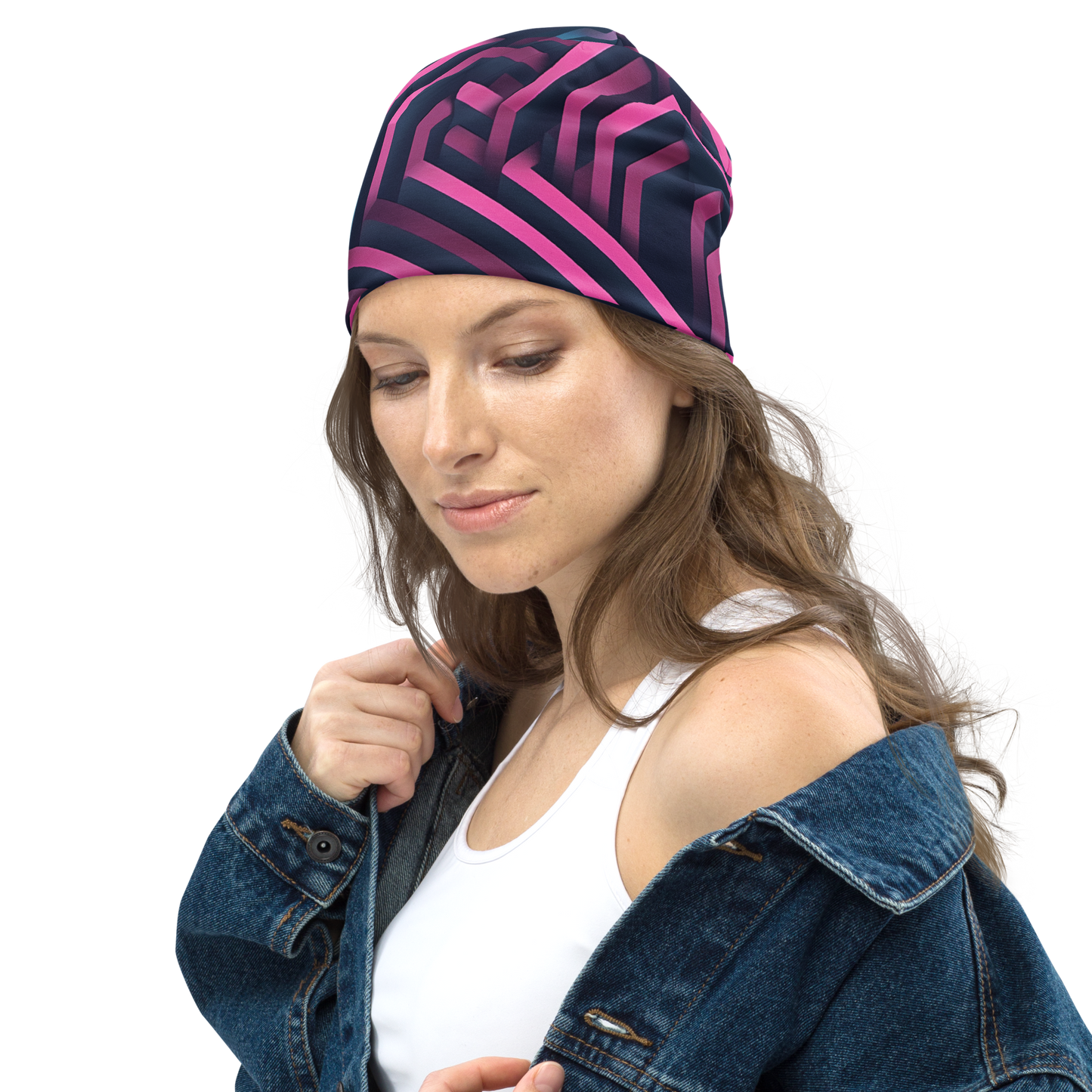 3D Maze Illusion | 3D Patterns | All-Over Print Beanie - #4