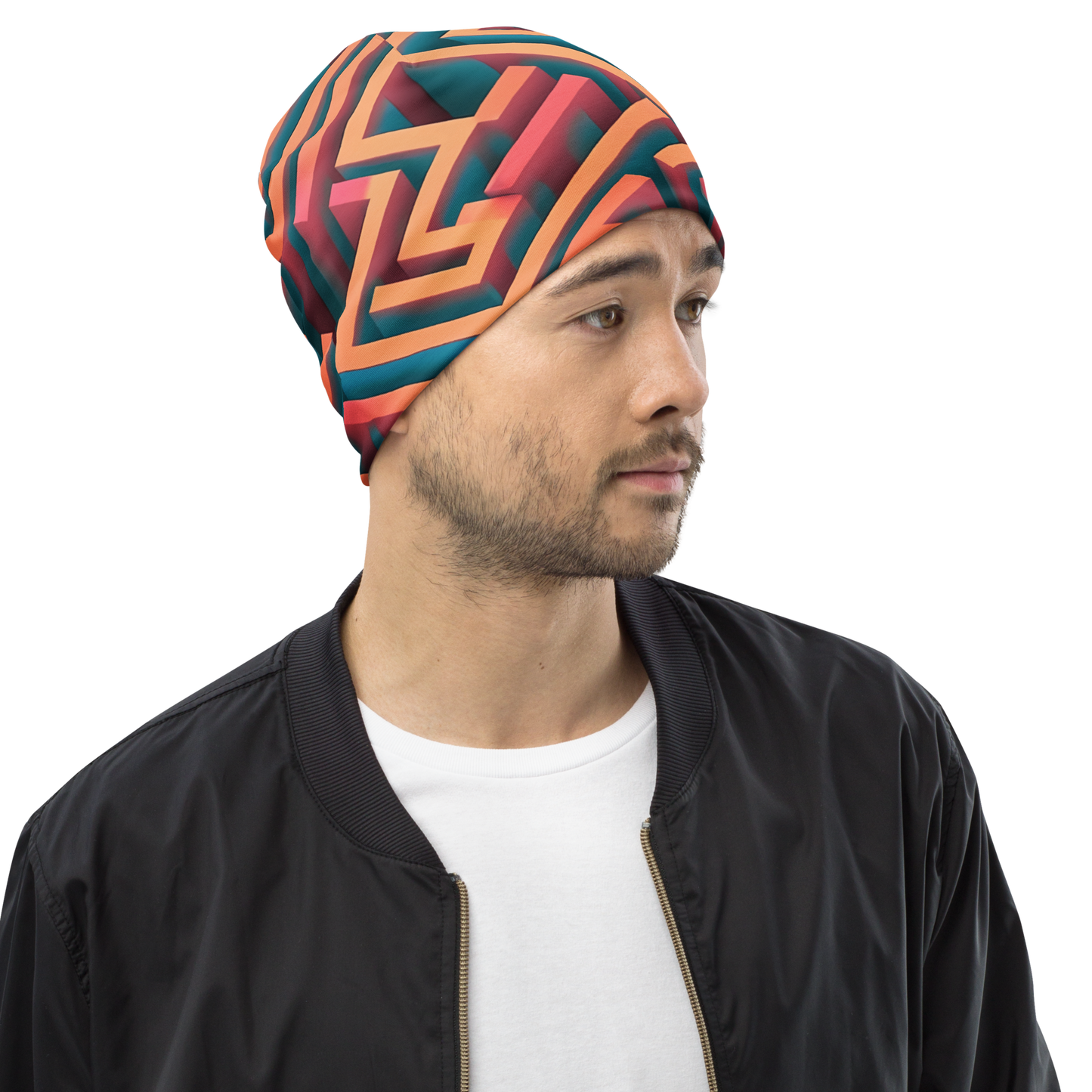 3D Maze Illusion | 3D Patterns | All-Over Print Beanie - #1