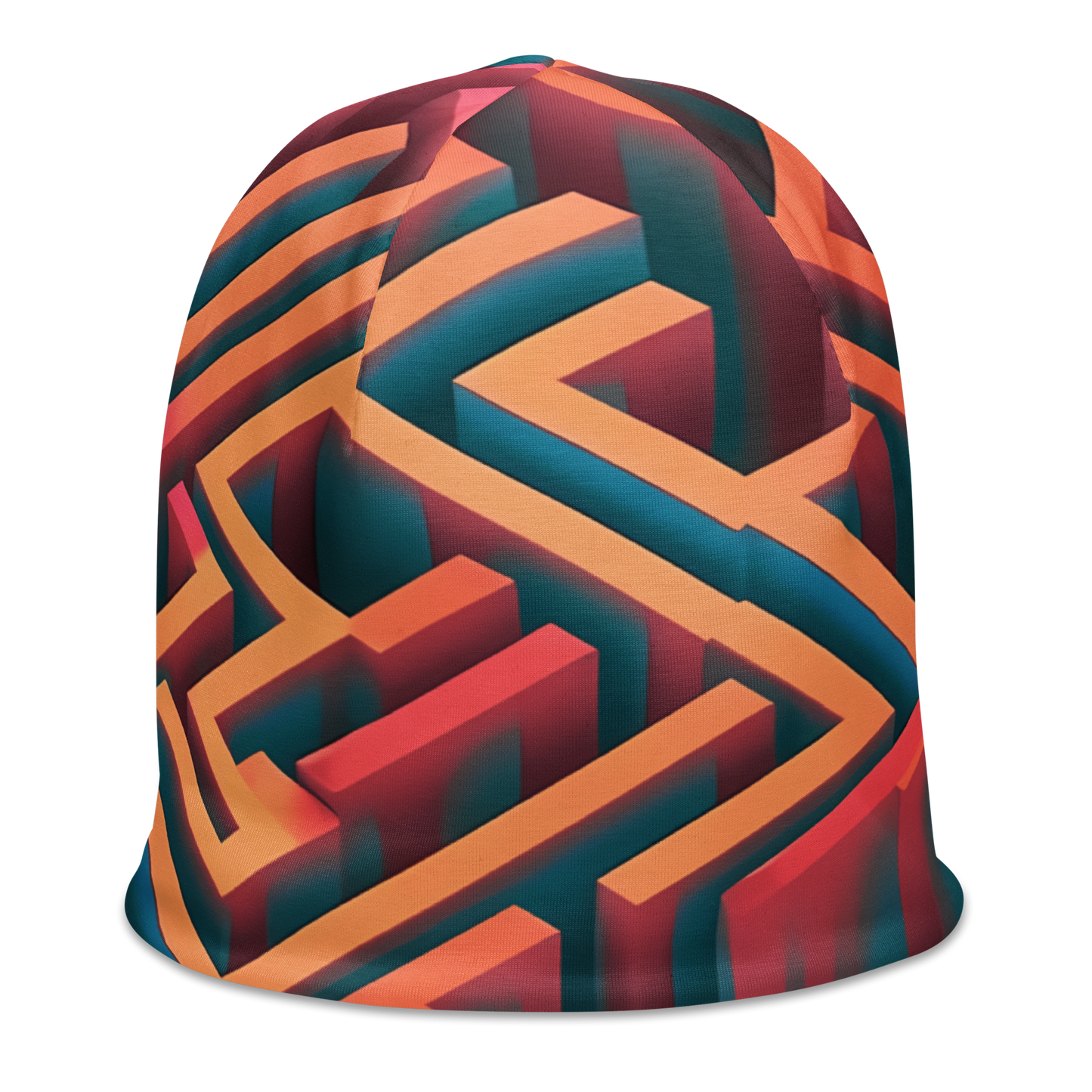 3D Maze Illusion | 3D Patterns | All-Over Print Beanie - #1