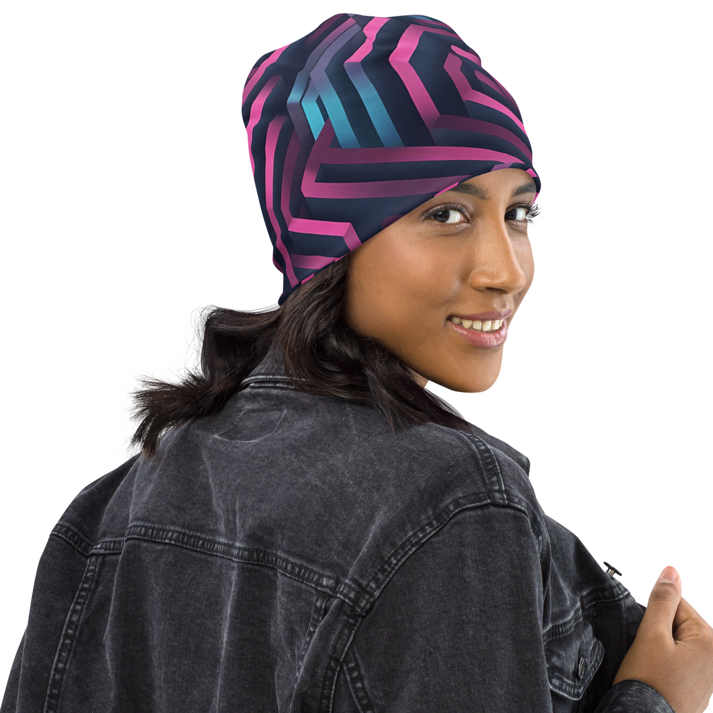 3D Maze Illusion | 3D Patterns | All-Over Print Beanie - #4