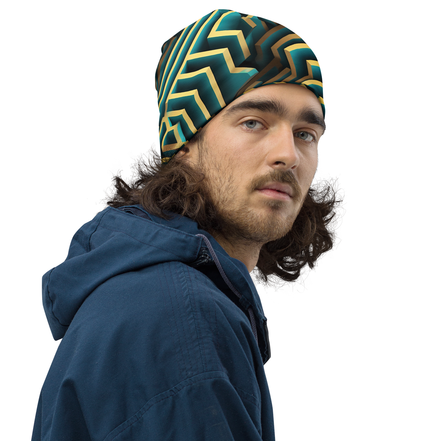 3D Maze Illusion | 3D Patterns | All-Over Print Beanie - #5