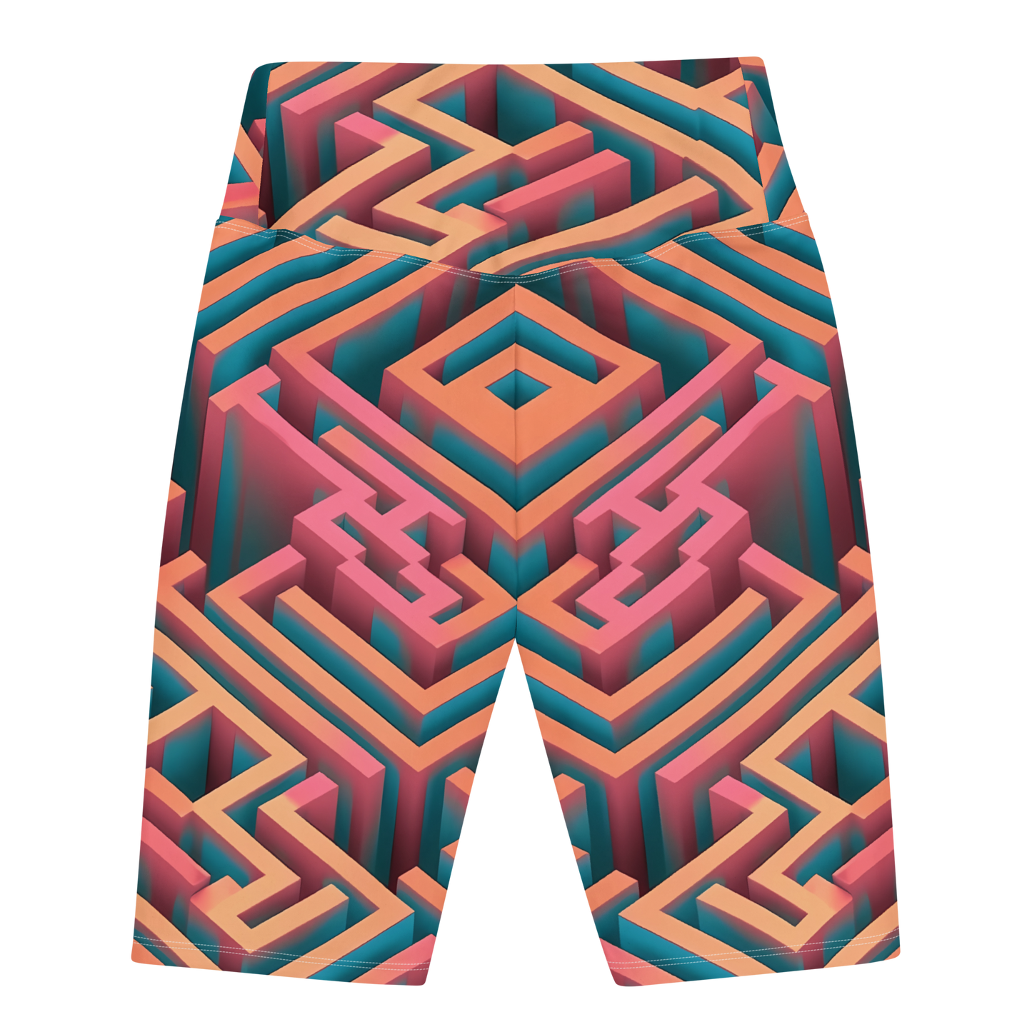 3D Maze Illusion | 3D Patterns | All-Over Print Biker Shorts - #1