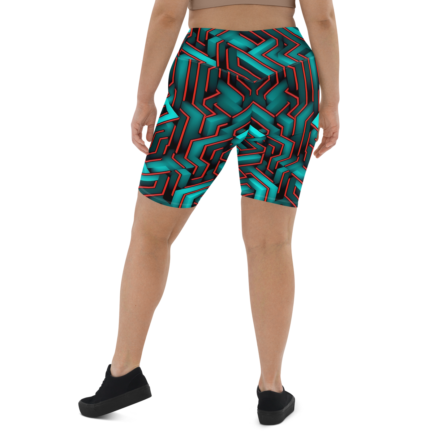 3D Maze Illusion | 3D Patterns | All-Over Print Biker Shorts - #2