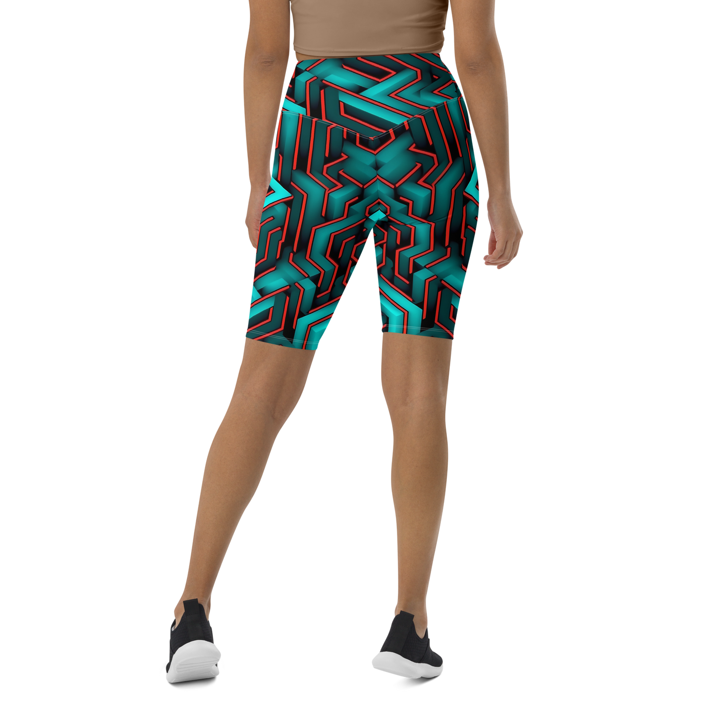 3D Maze Illusion | 3D Patterns | All-Over Print Biker Shorts - #2