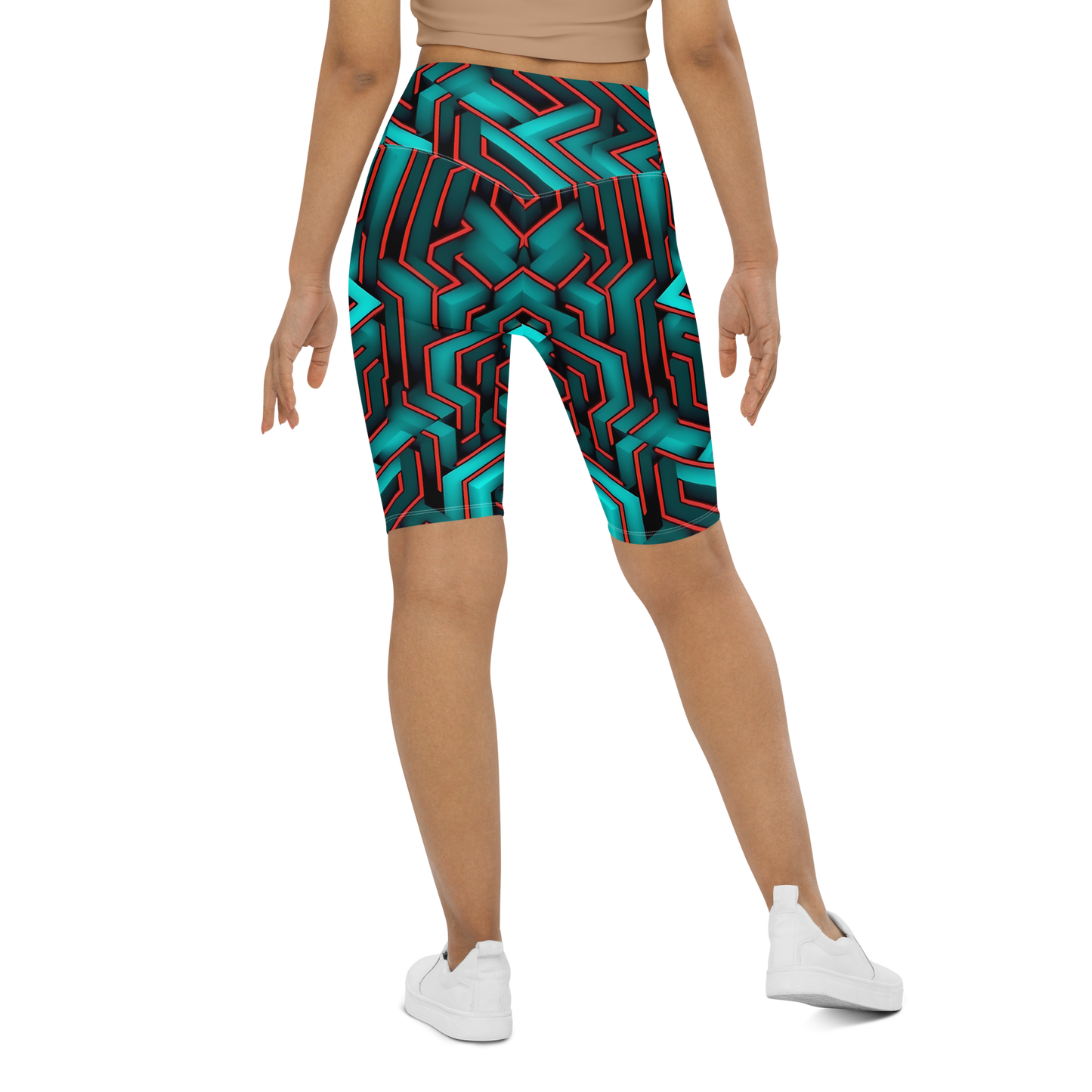 3D Maze Illusion | 3D Patterns | All-Over Print Biker Shorts - #2