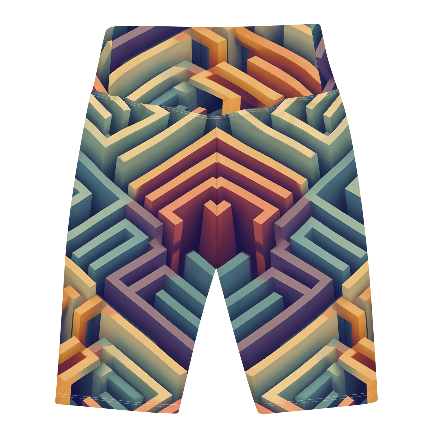 3D Maze Illusion | 3D Patterns | All-Over Print Biker Shorts - #3