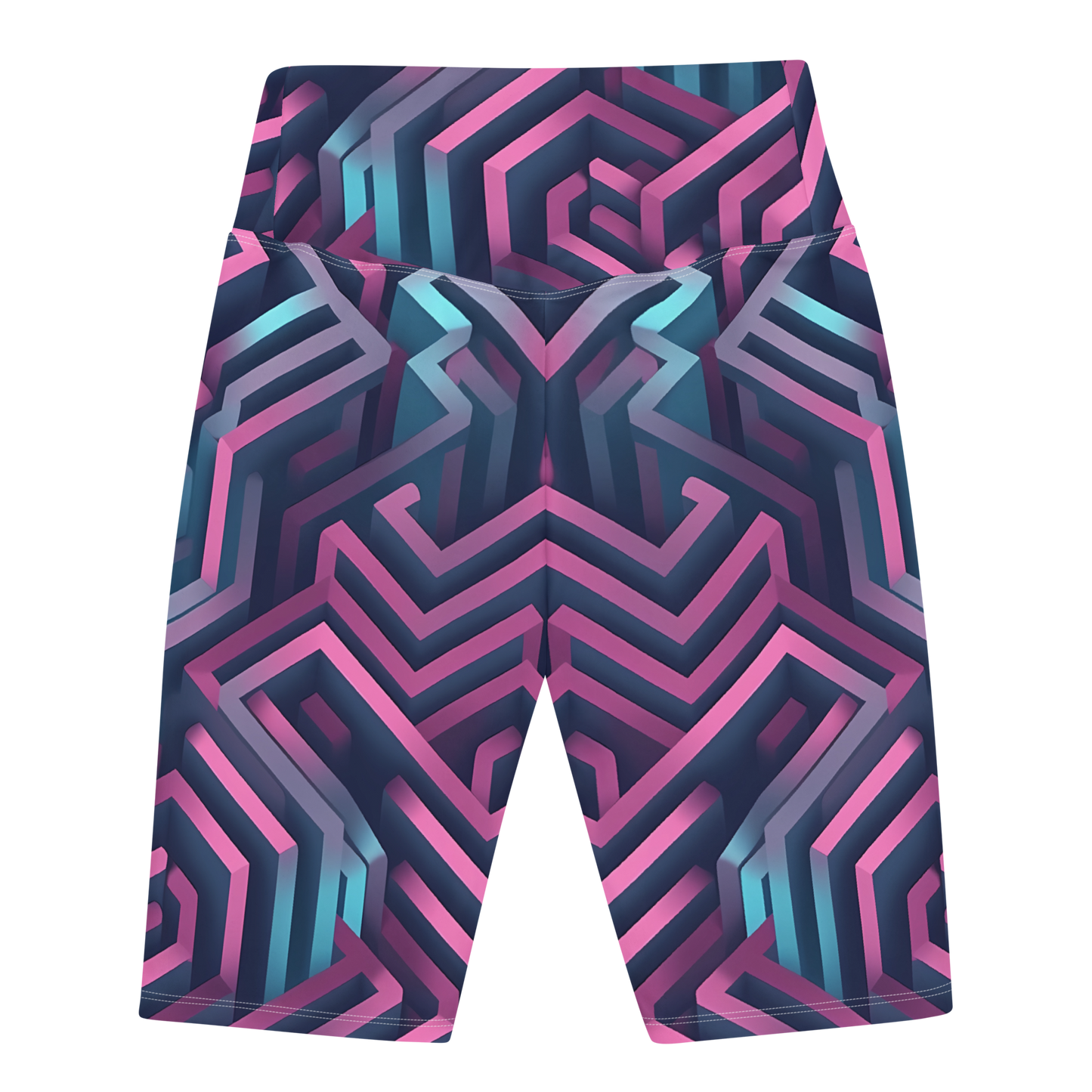 3D Maze Illusion | 3D Patterns | All-Over Print Biker Shorts - #4