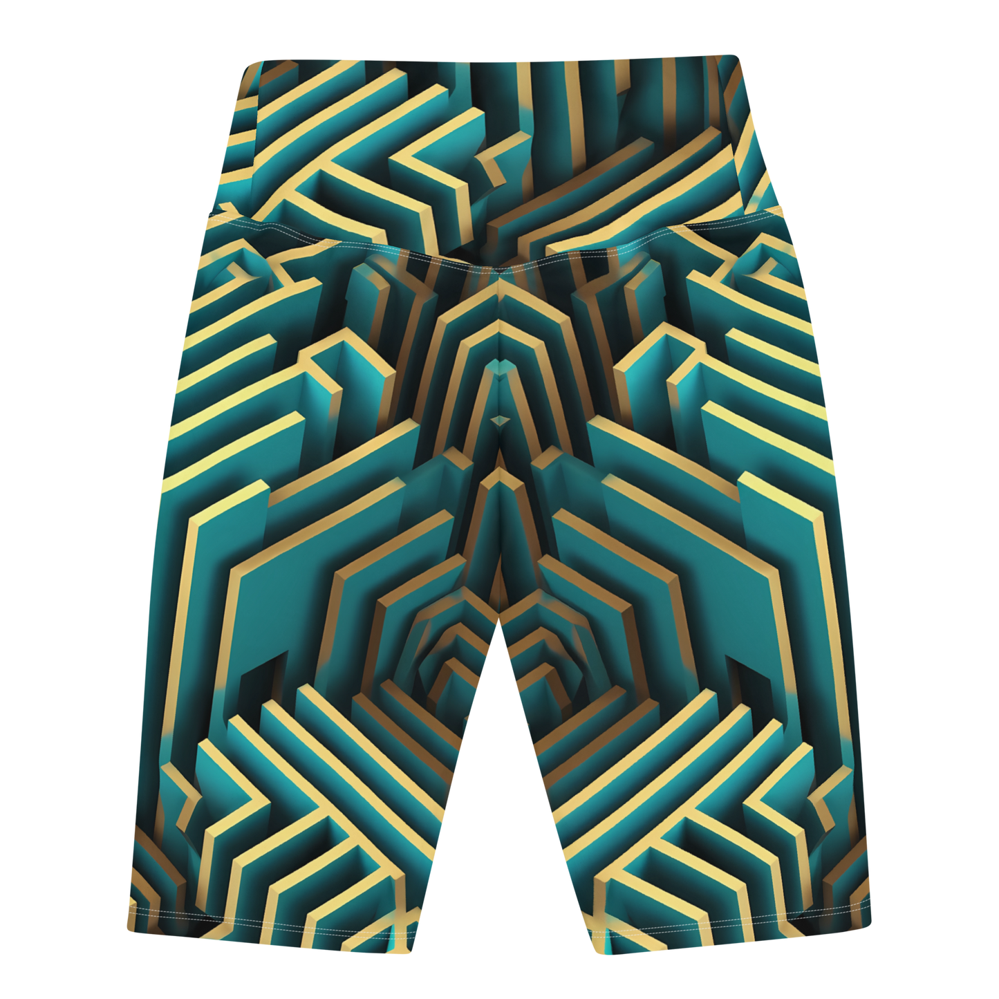 3D Maze Illusion | 3D Patterns | All-Over Print Biker Shorts - #5