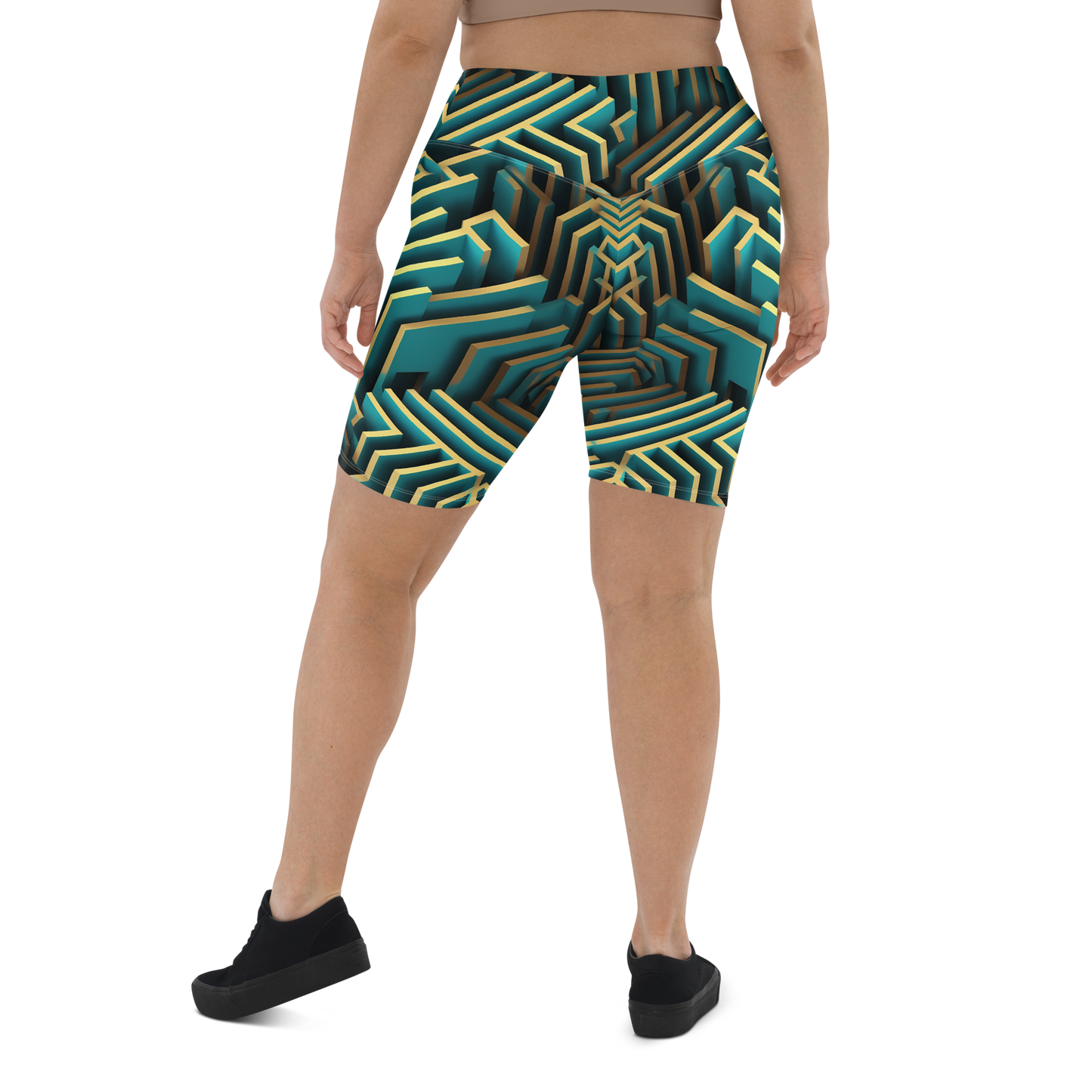 3D Maze Illusion | 3D Patterns | All-Over Print Biker Shorts - #5