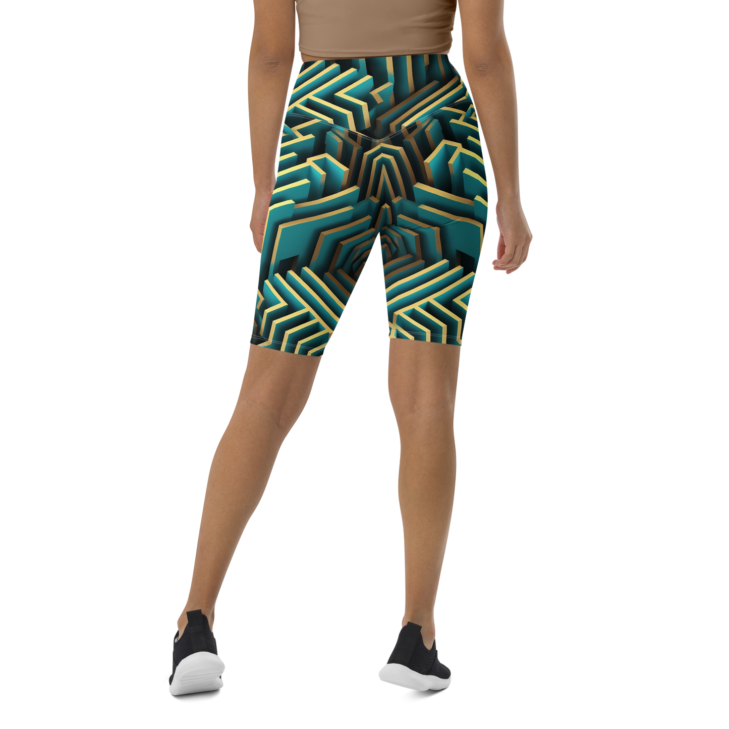 3D Maze Illusion | 3D Patterns | All-Over Print Biker Shorts - #5